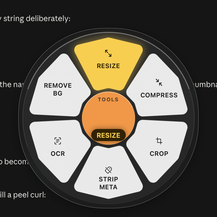 The wheel in Tools mode